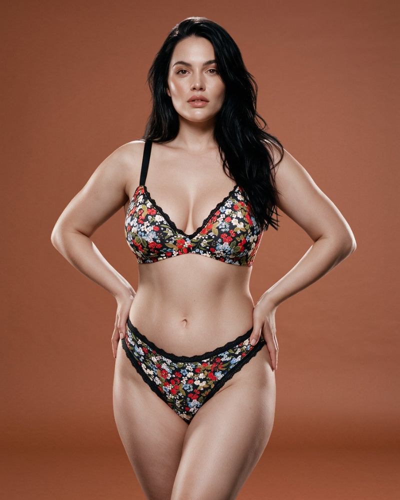 Linsori Soft Cotton Bralette & Panty Set - Front view 