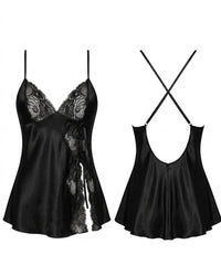 Linsori Midnight Lace Trailing Gown - White background view