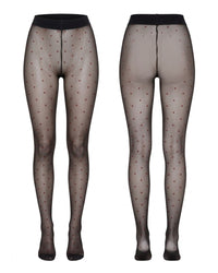 Linsori Berry Dot Open Crotch Tights Plus Size - White background view 