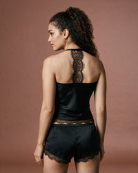 Linsori Onyx Eyelash Lace Nightshirt -  back view