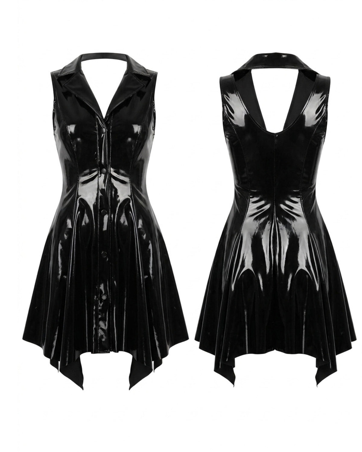Linsori Obsidian Wet Look Club Dress - White background view