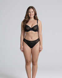 Linsori Deco Noir Lift Balcony Bra - Front view 