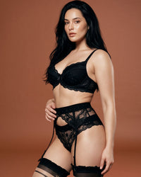 linsori Noir Polka Dot Push Up Piece Plus Size -  Left view