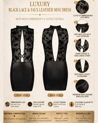 Linsori Noir Velvet Floral Dress Piece Plus Size -  Product detail view
