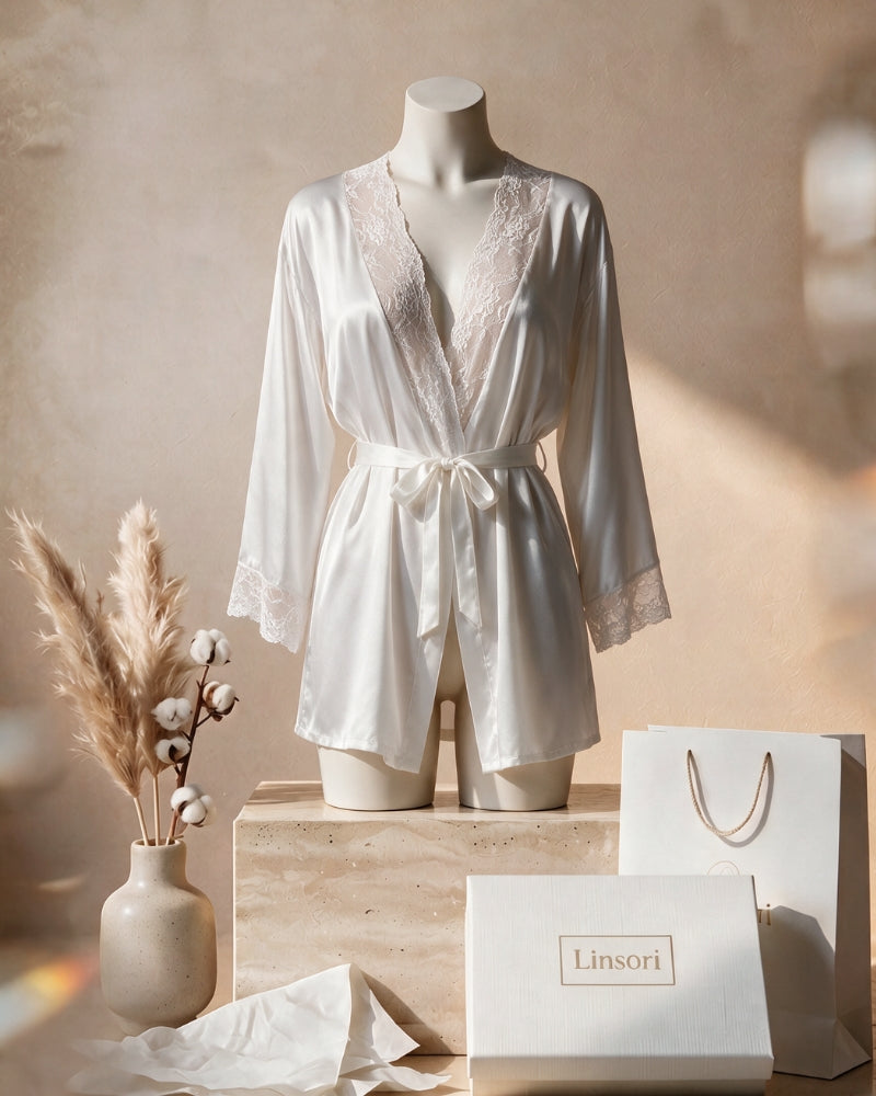 Linsori Pearl Sherie Delicate Peignoir Loungewear - Mannequin View