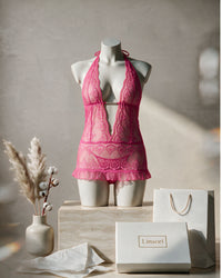 Linsori Hot Pink Rhinestone Babydoll - Mannequin View