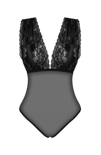 Linsori Noir Lace Cross-Back Teddy - detail view