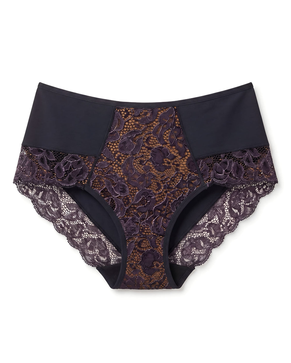 Linsori Noir Lace Ribbon Floral Lace Brief - White background view