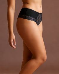 Linsori Noir Lace Ribbon Floral Lace Brief -  Right view