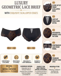 Linsori Noir Lace Ribbon Floral Lace Brief -  Product detail view