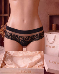 linsori - Noir Lace Tulle Shorts - product  view