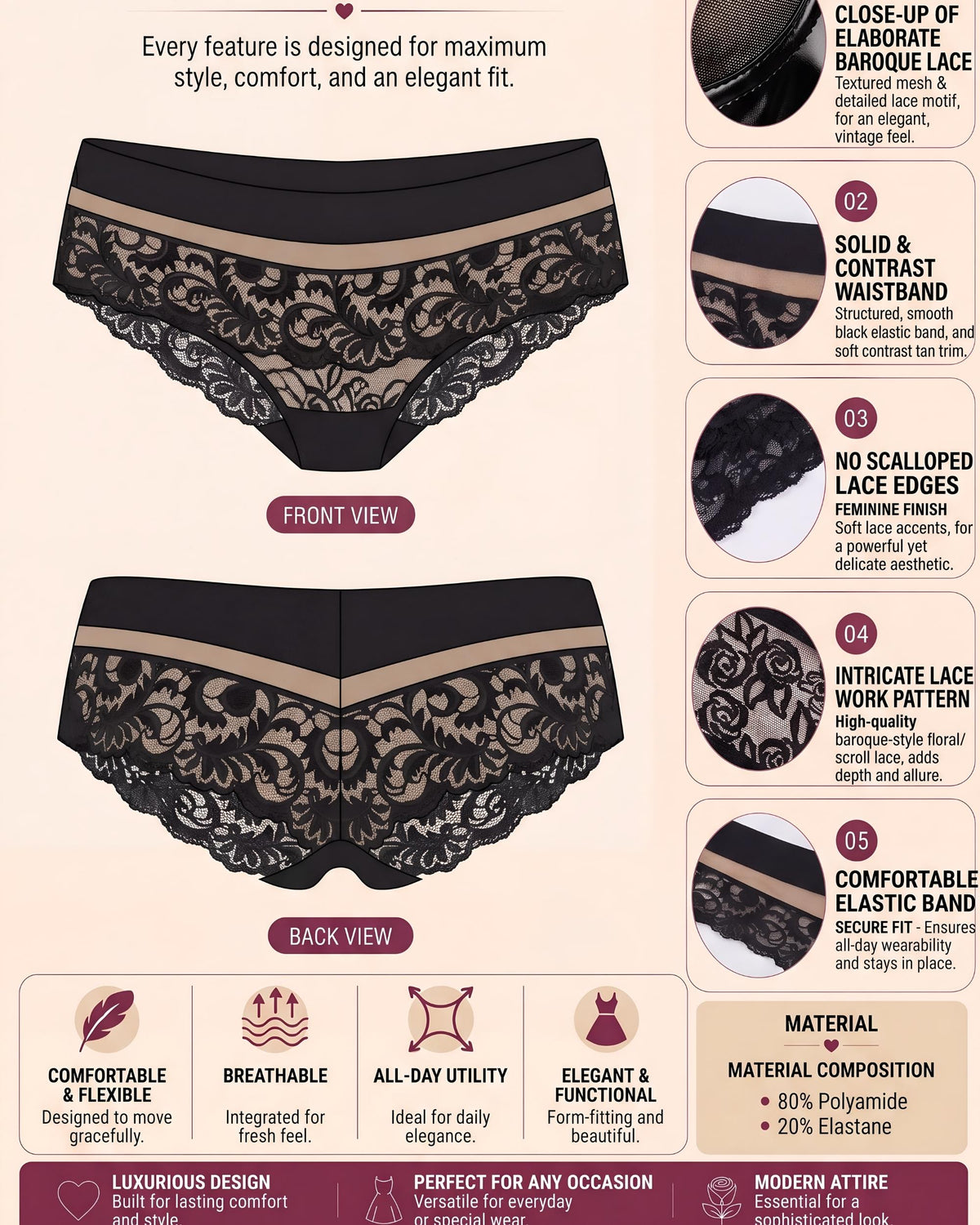 linsori - Noir Lace Tulle Shorts - product detail