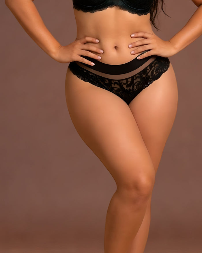 linsori - Noir Lace Tulle Shorts - front view