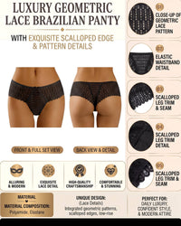 Linsori Noir Lace Thong with Bow Piece -  Product detail view