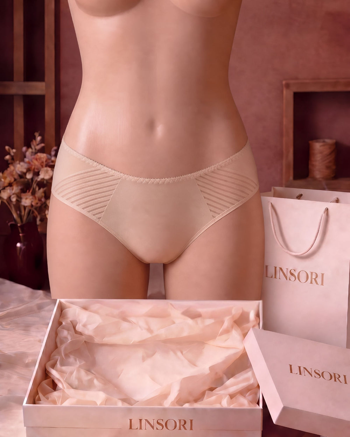 linsori - Bare Stripe Cotton Brief - product  view