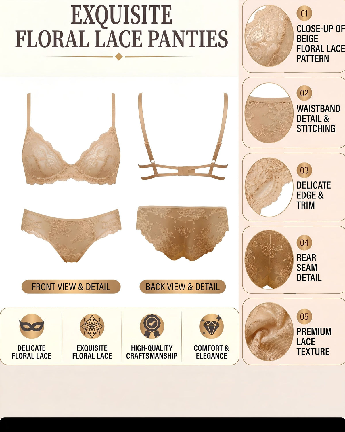 linsori - Bare Floral Lace Brief -  product detail