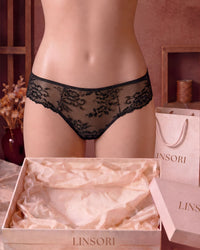 linsori - Noir Floral Lace Brief - product  view