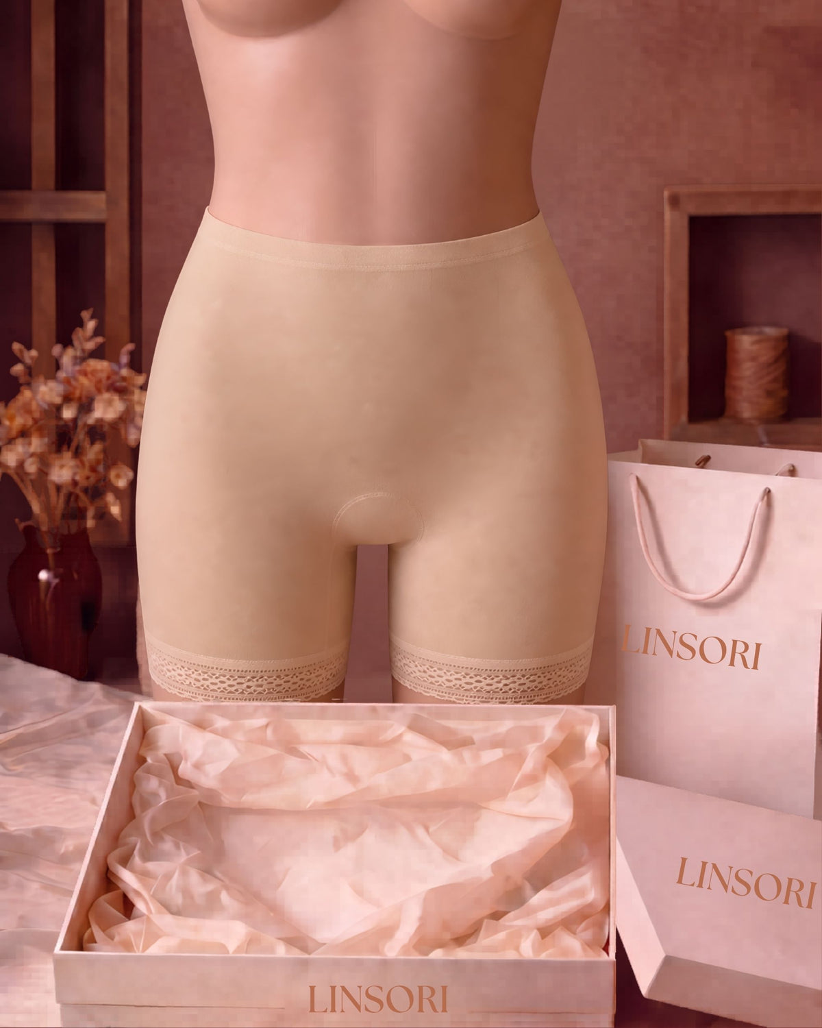 linsori - Bare Lace Shaping Shorts - product view