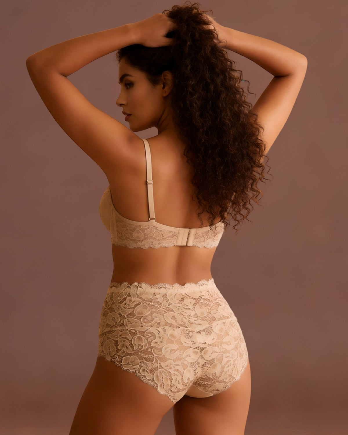 Linsori Bare Floral Lace Briefs Piece -  back view