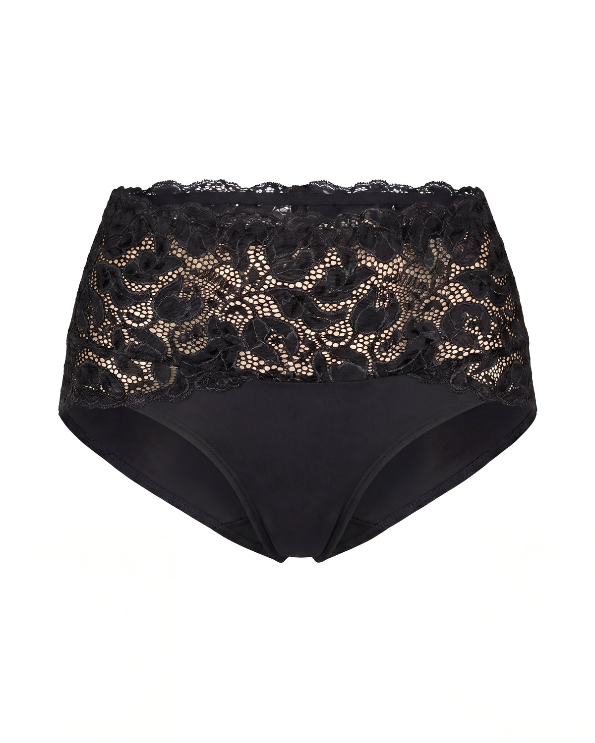 Linsori  Noir Floral Lace Briefs Piece - White background view