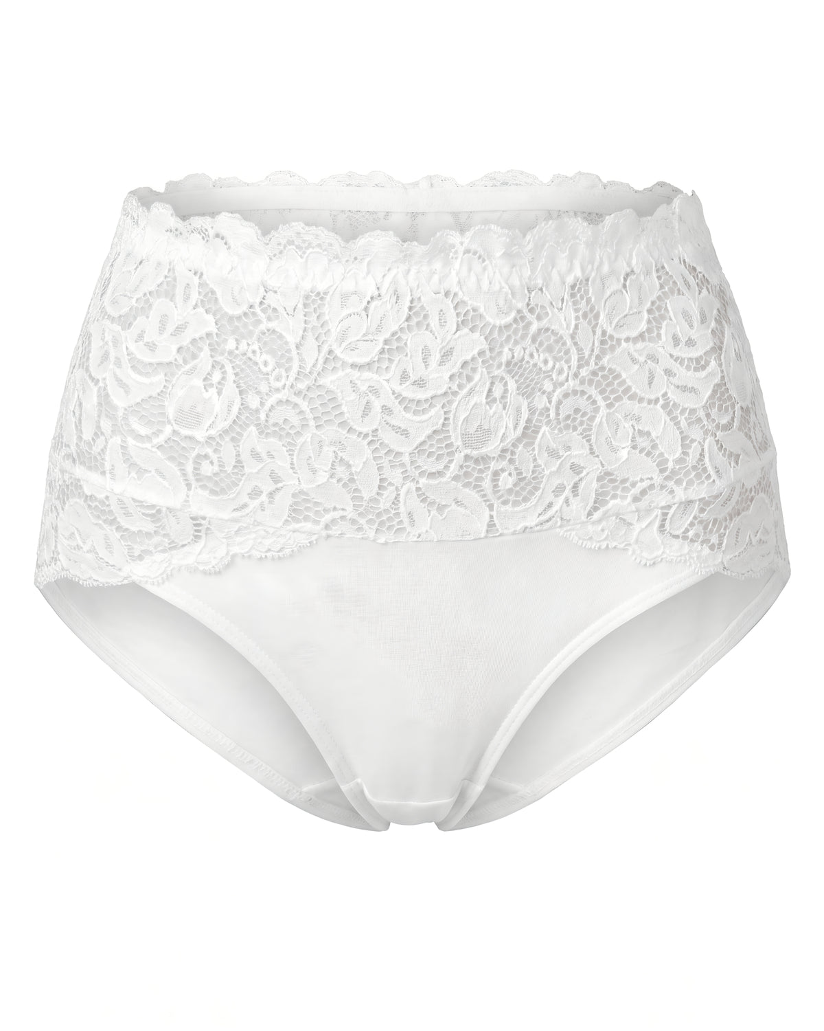 Linsori Pearl Floral Lace Briefs Piece - White background view