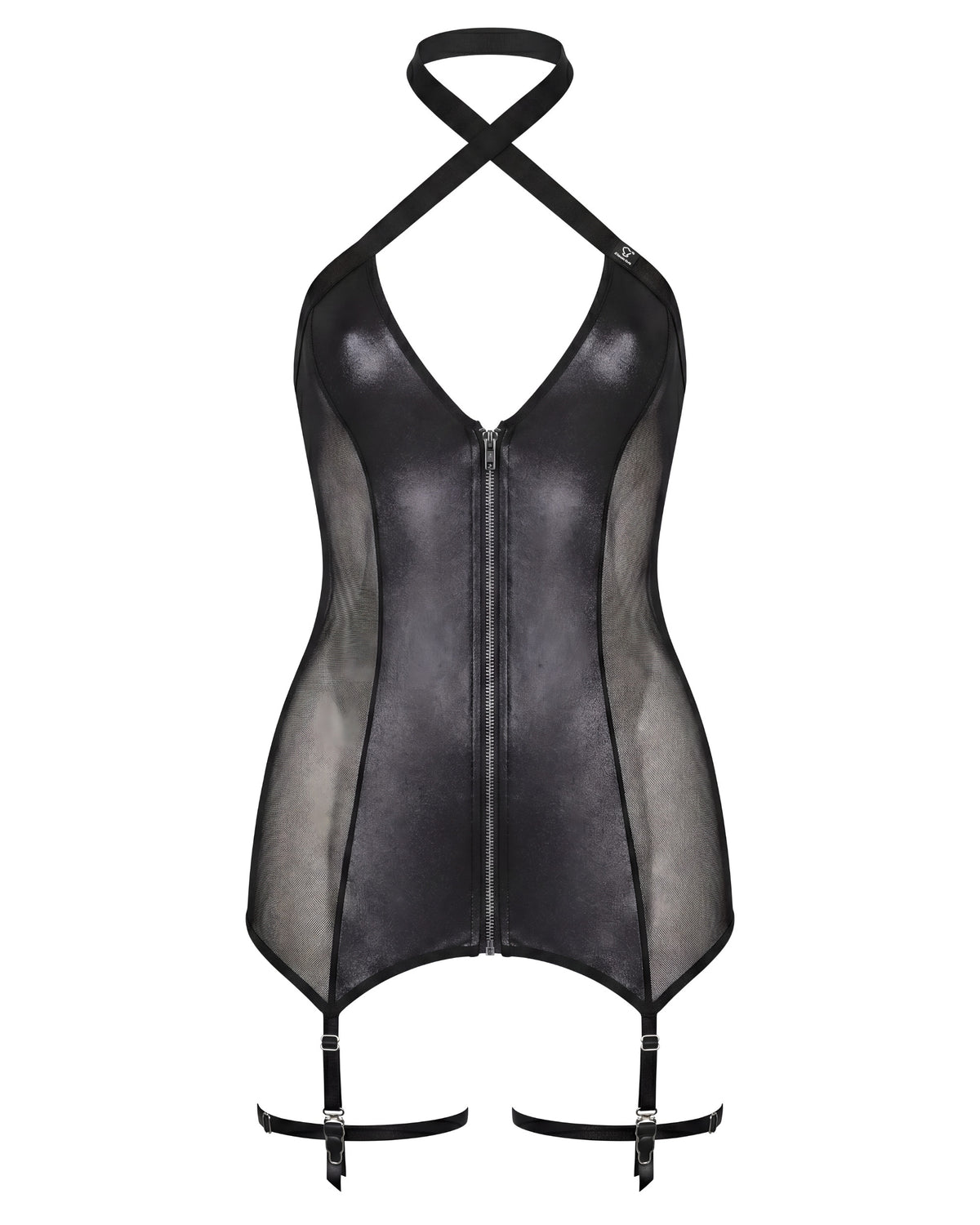 Linsori Obsidian Leather Plunge Harness Set - White background view