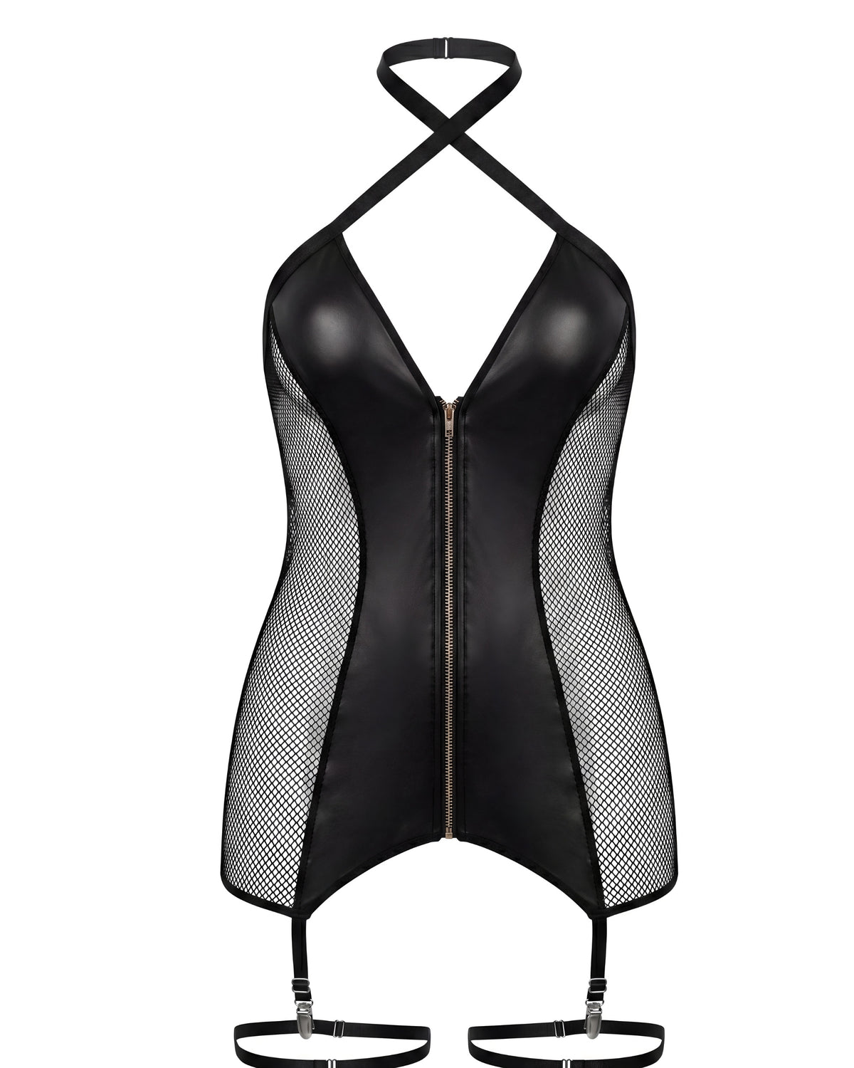 Linsori Obsidian Faux Leather Plunge Set — Plus Size - White background view