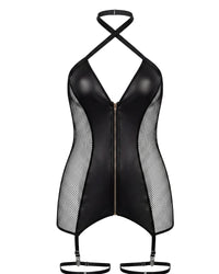 Linsori Obsidian Faux Leather Plunge Set — Plus Size - White background view