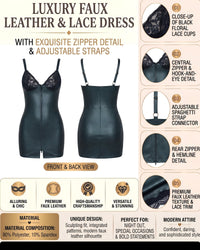 Linsori Shadow Leather Lace Mini Dress Plus Size -  Product detail view