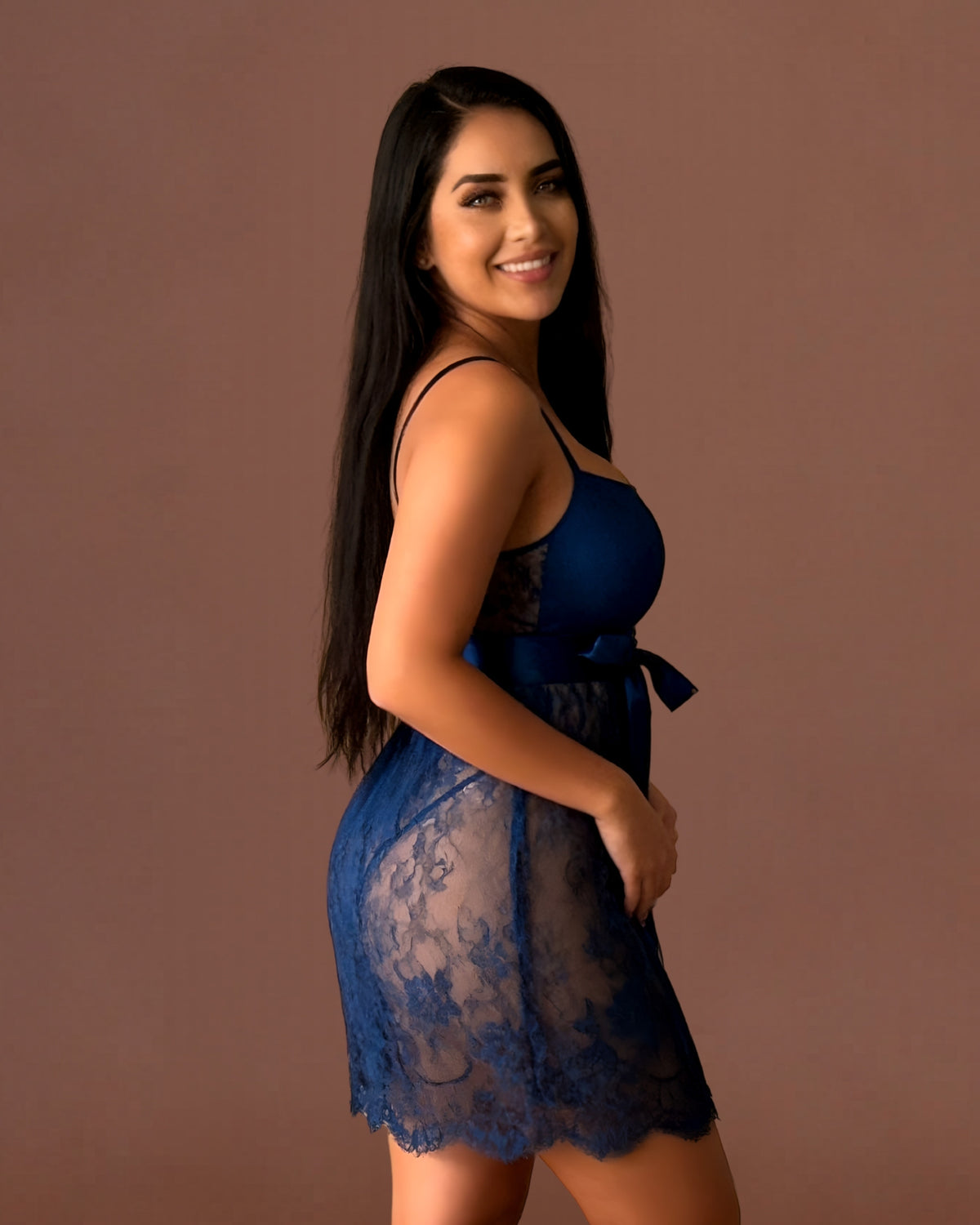Linsori Sapphire Eyelash Lace Nightdress -  Right view