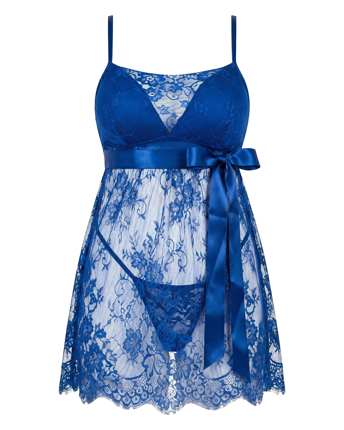 Linsori Sapphire Eyelash Lace Nightdress - White background view