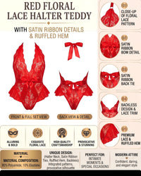 Linsori Scarlet Ruffled Lace Teddy Plus Size -  Product detail view