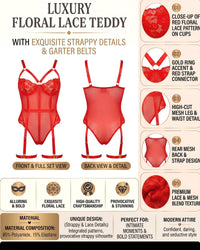 Crimson Lace Evening Bodysuit Plus Size -  Product detail view