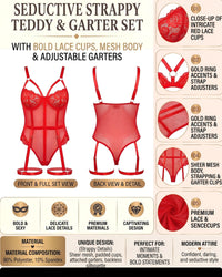 Linsori Crimson Lace Suspender Bodysuit -  Product detail view