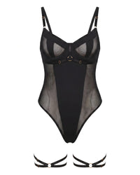 Linsori Obsidian Mesh Underwire Bodysuit - White background view