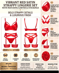 Linsori Crimson Bondage Garter Bra Set -  Product detail view