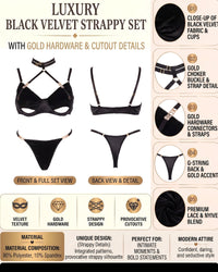 Linsori Noir Velvet Halter Bra Set -  Product detail view