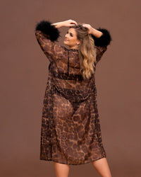 Linsori Wild Nights Feather Trim Robe Plus Size -  back view
