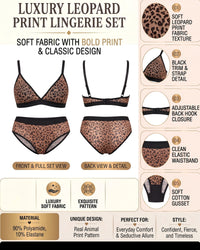 Linsori Leopard Mesh Bra Delicate Set Plus Size -  Product detail view