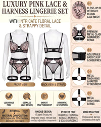 Linsori Noir Strapped Mesh Bra Set Plus Size -  Product detail view