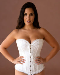 Linsori Ivory Brocade Bridal Corset — Plus Size - Front view 