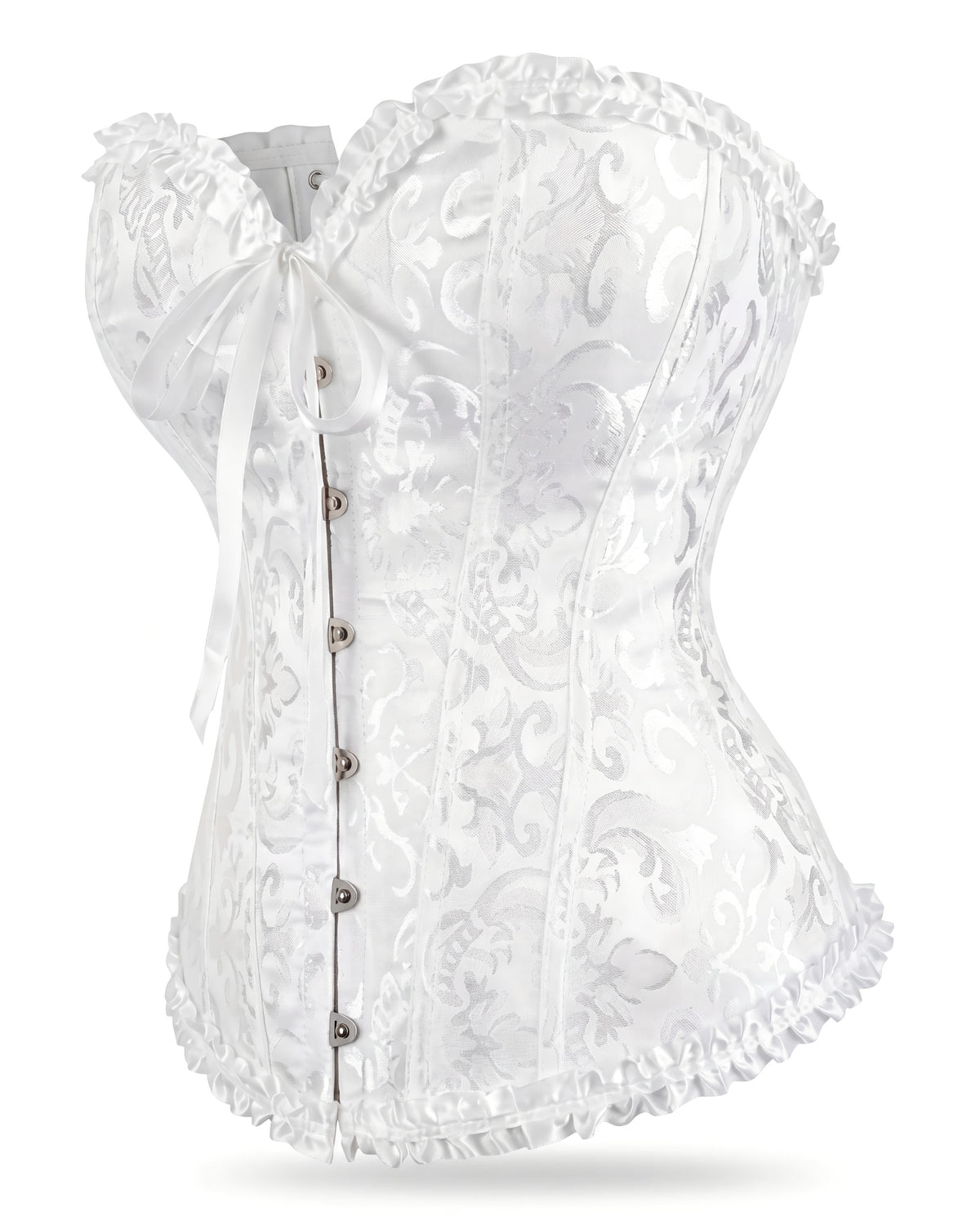 Linsori Ivory Brocade Bridal Corset — Plus Size - White background view