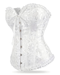 Linsori Ivory Brocade Bridal Corset — Plus Size - White background view