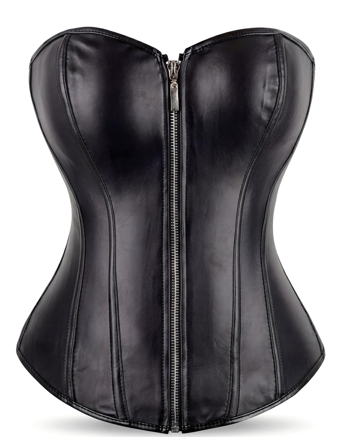 Linsori Obsidian Leather-Look Lace-Up Corset — Plus Size - White background view