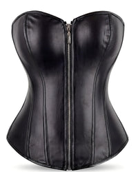 Linsori Obsidian Leather-Look Lace-Up Corset — Plus Size - White background view