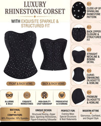 Linsori Noir Sequin Boned Cor Delicate Set -  Product detail view