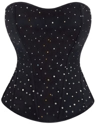 Linsori Noir Sequin Boned Cor Delicate Set - White background view