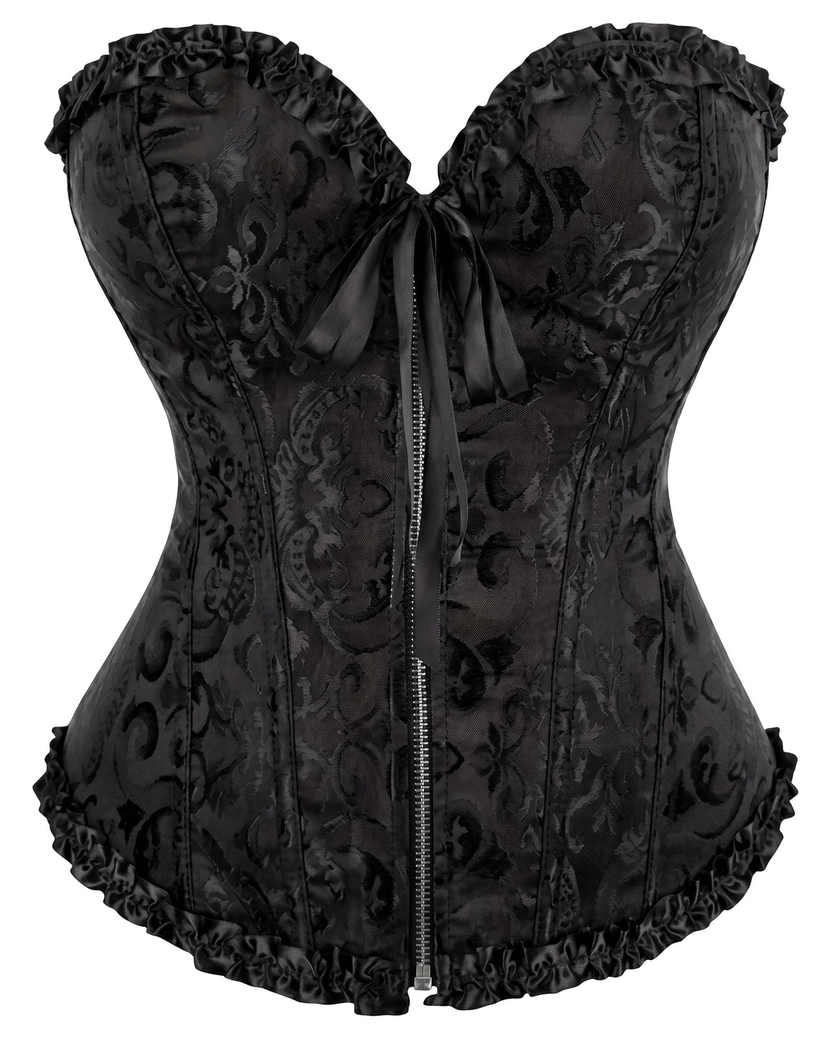 Linsori Noir Vintage Lace-Up Corset - White background view