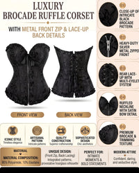 Linsori Noir Vintage Lace-Up Corset -  Product detail view