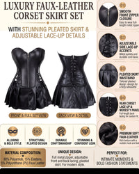 Linsori Noir Faux Leather Corset Skirt -  Product detail view